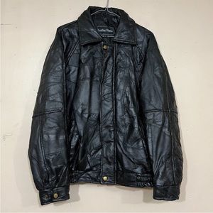 Leather Works brand Patchworked Leather Bomber coat. XXL